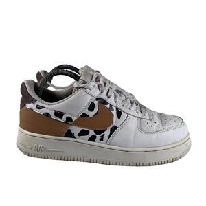 Nike Air Force 1 Low Custom Cow Print Lace Up Shoes Sneakers Women's 8.5
